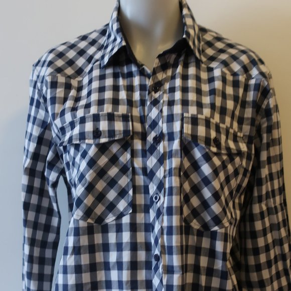 DOUBLJU BLUE/WHITE/GRAY PLAID SHIRT XL* - Picture 4 of 8